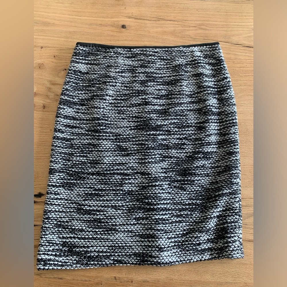Calvin Klein Pleather Faux Wool Black White Skirt Women’s 14 Preloved